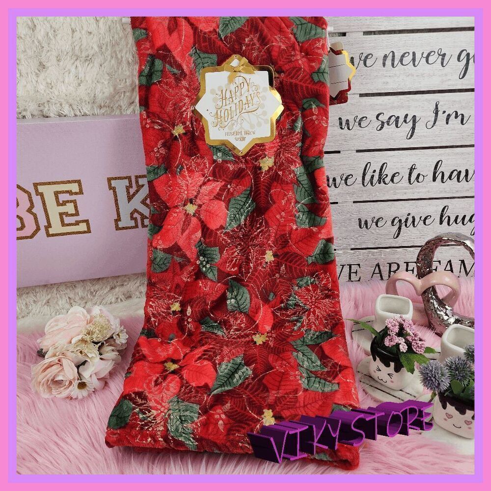 NWT Happy Holidays Plush Foil Throw 50"x60" Festive & Cozy #7215 💖 NWT